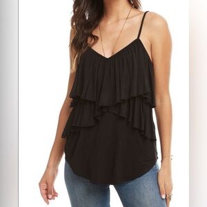 CHASER RUFFLE SURPLICE CAMI BLACK NEW WITH TAGS SMALL